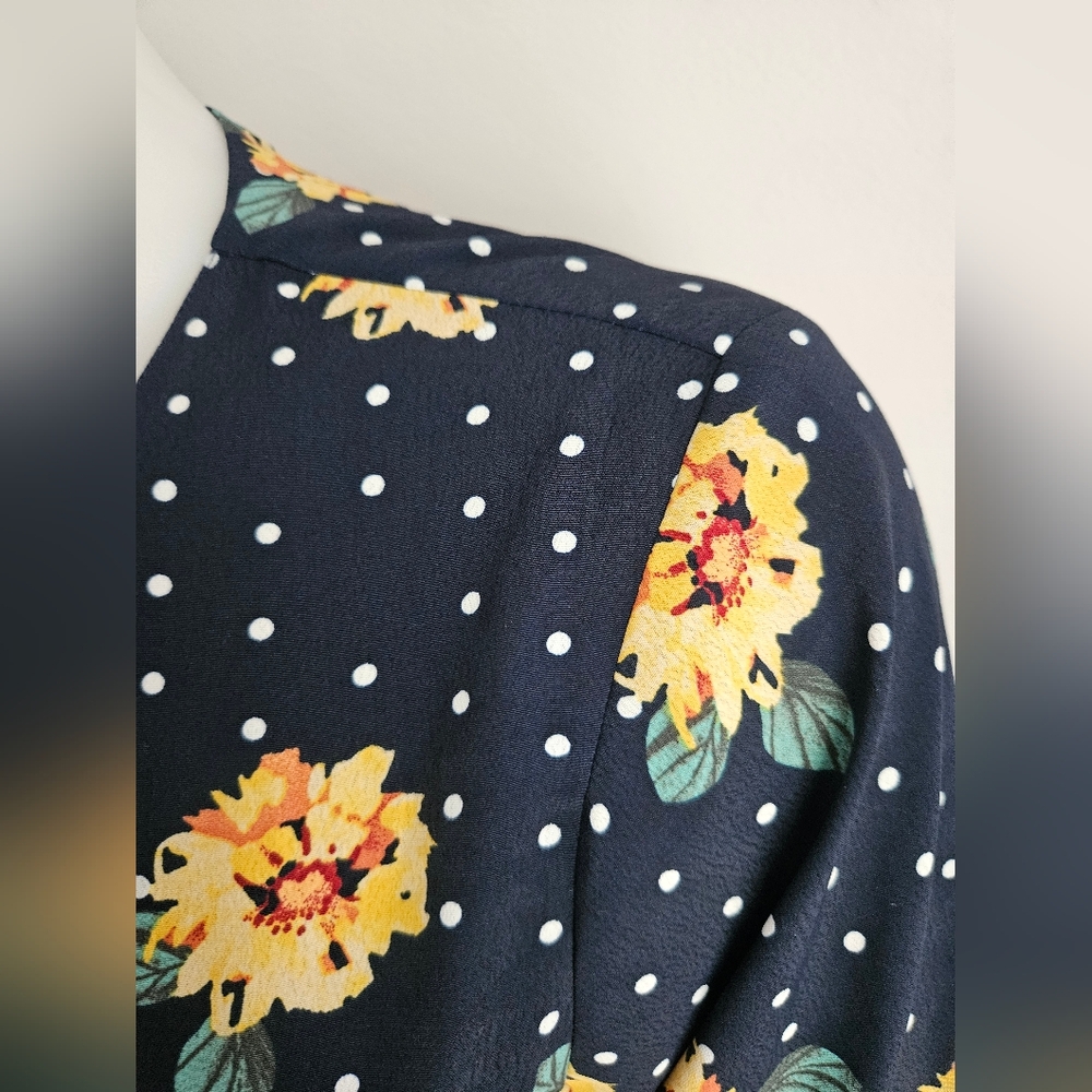Topshop Navy Floral Wrap Blouse - Picture 7 of 8